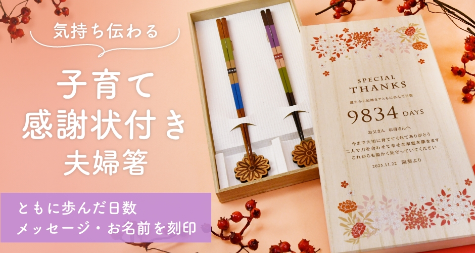 子育て感謝状付き夫婦箸