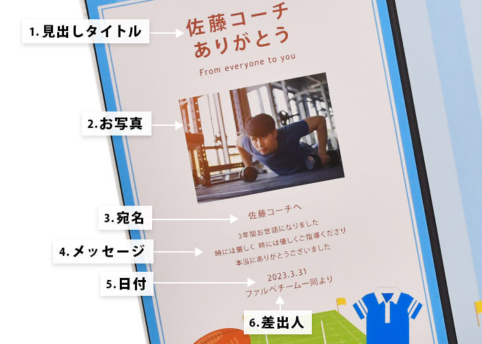 寄せ書きメッセージボード「ラグビー」名入れ項目