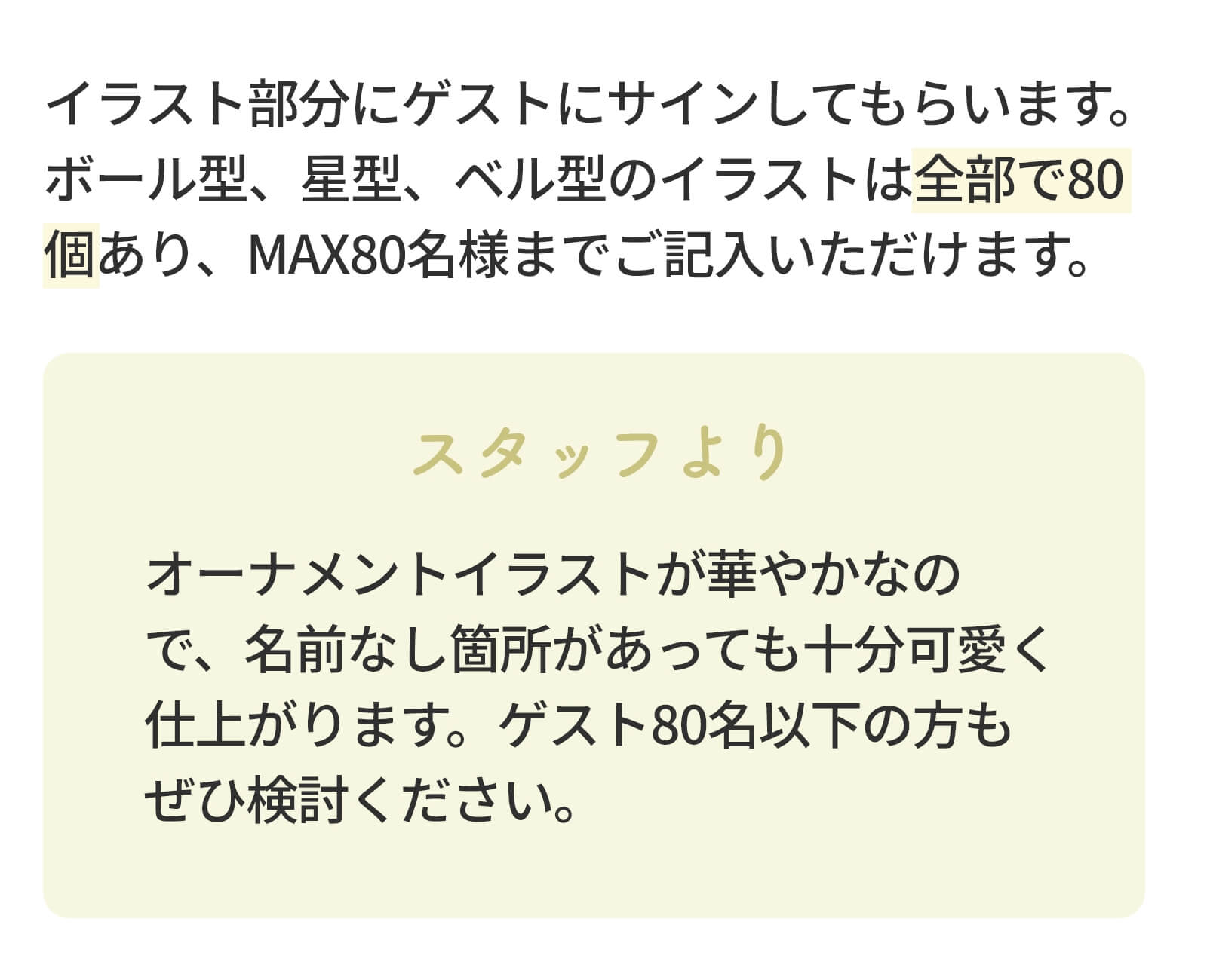 サイン欄は80個ありMAX80名様まで記入できるゲスト参加型サイン式結婚証明書