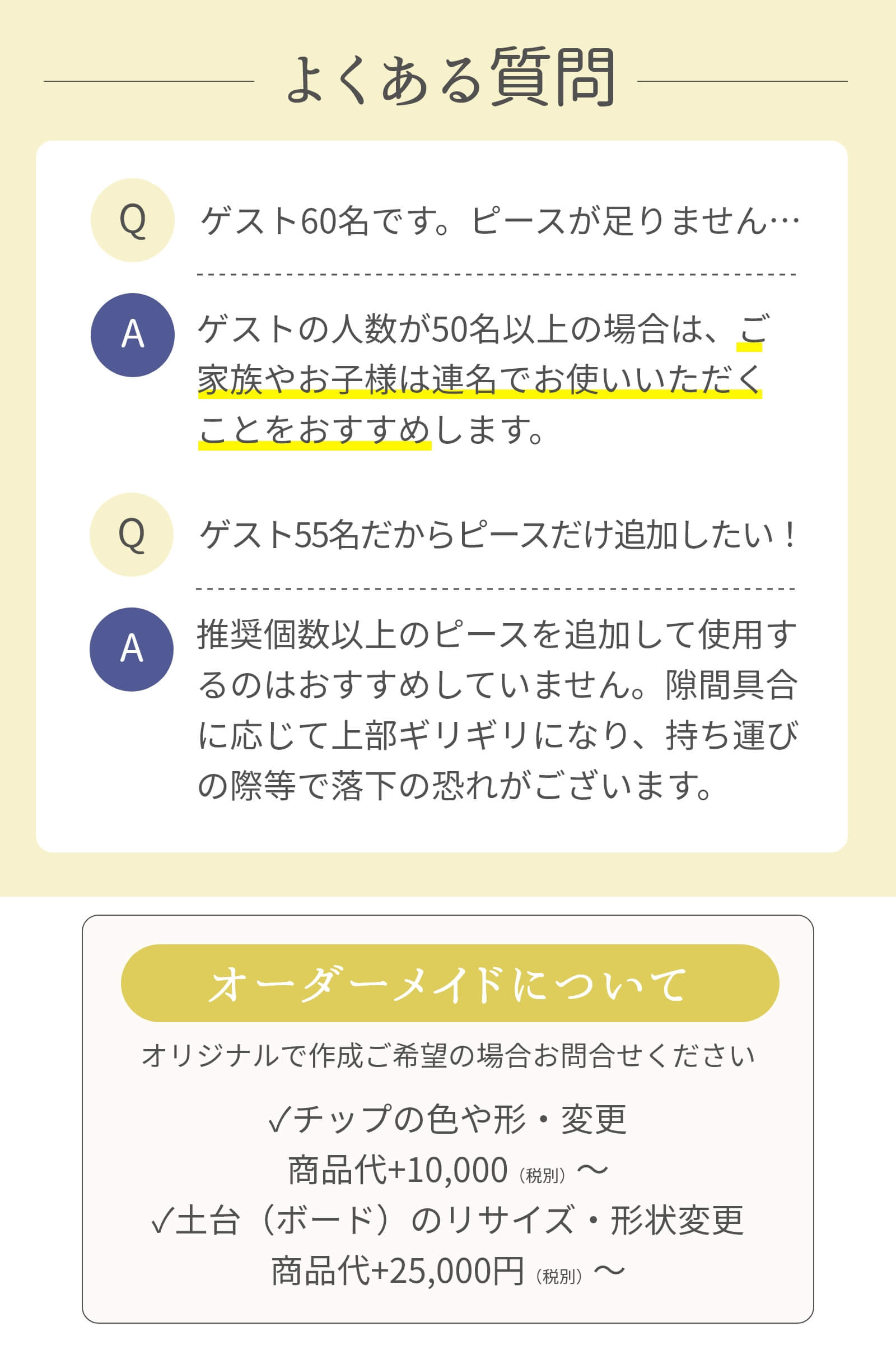 アクリルウェディングドロップスよくある質問