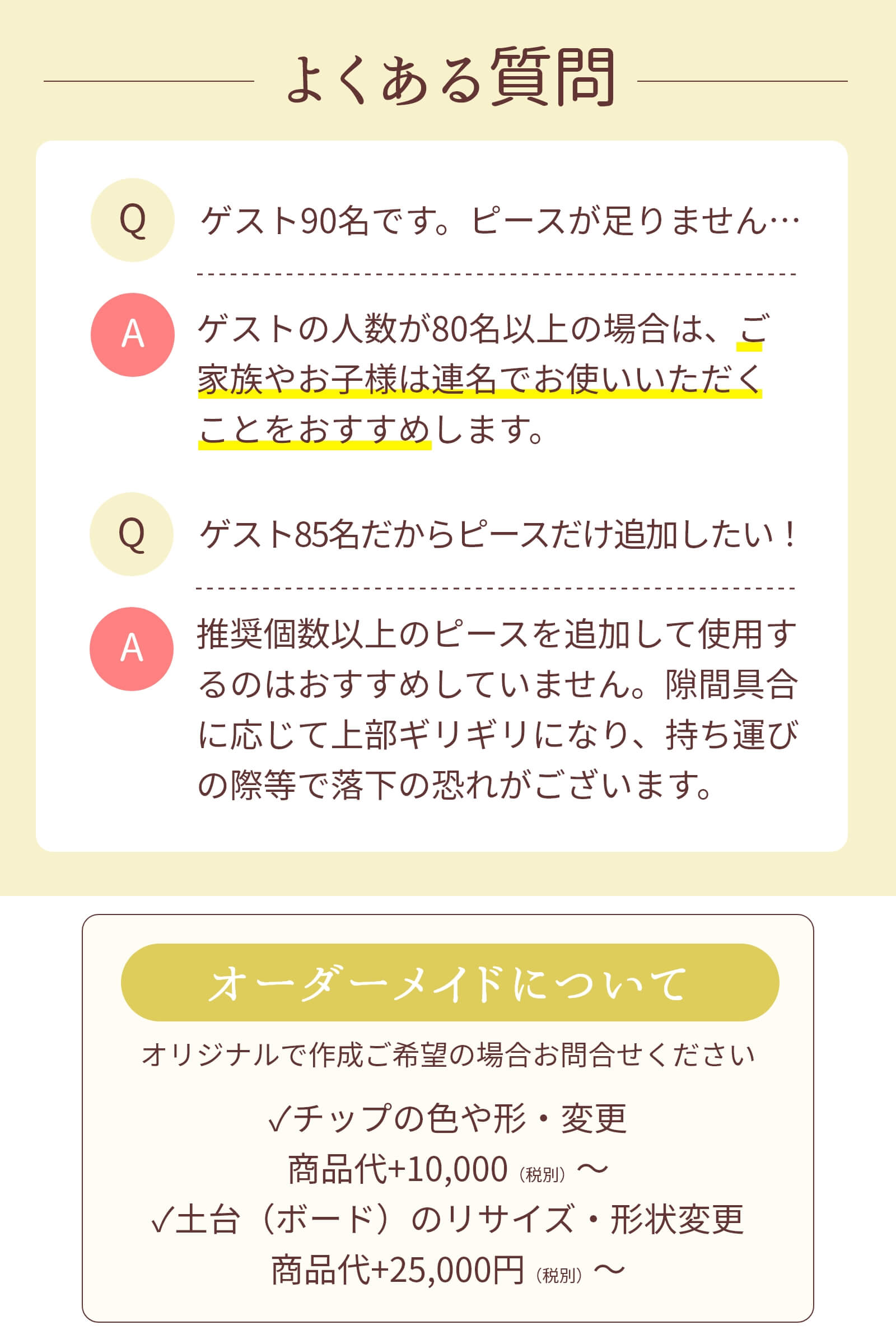 アクリルウェディングドロップスよくある質問