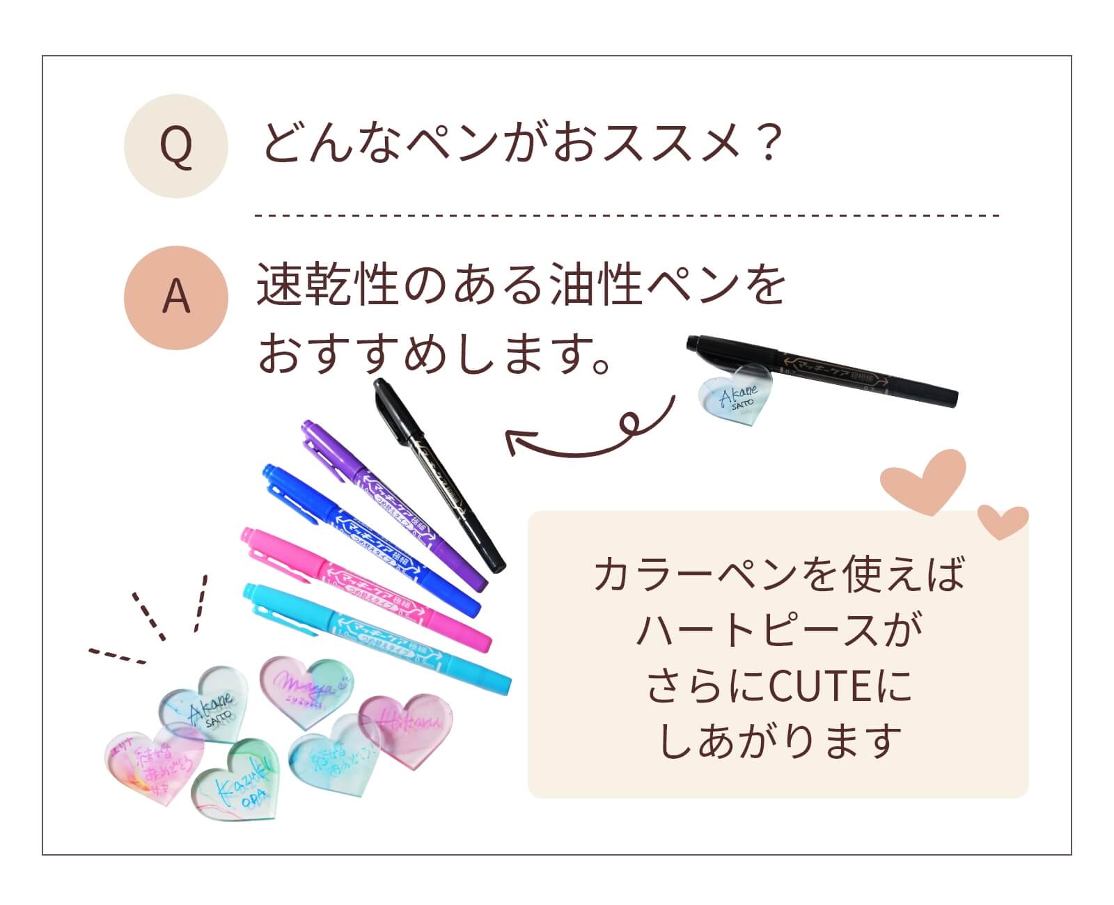 アクリルウェディングドロップスのピースに書くペンのおすすめについて