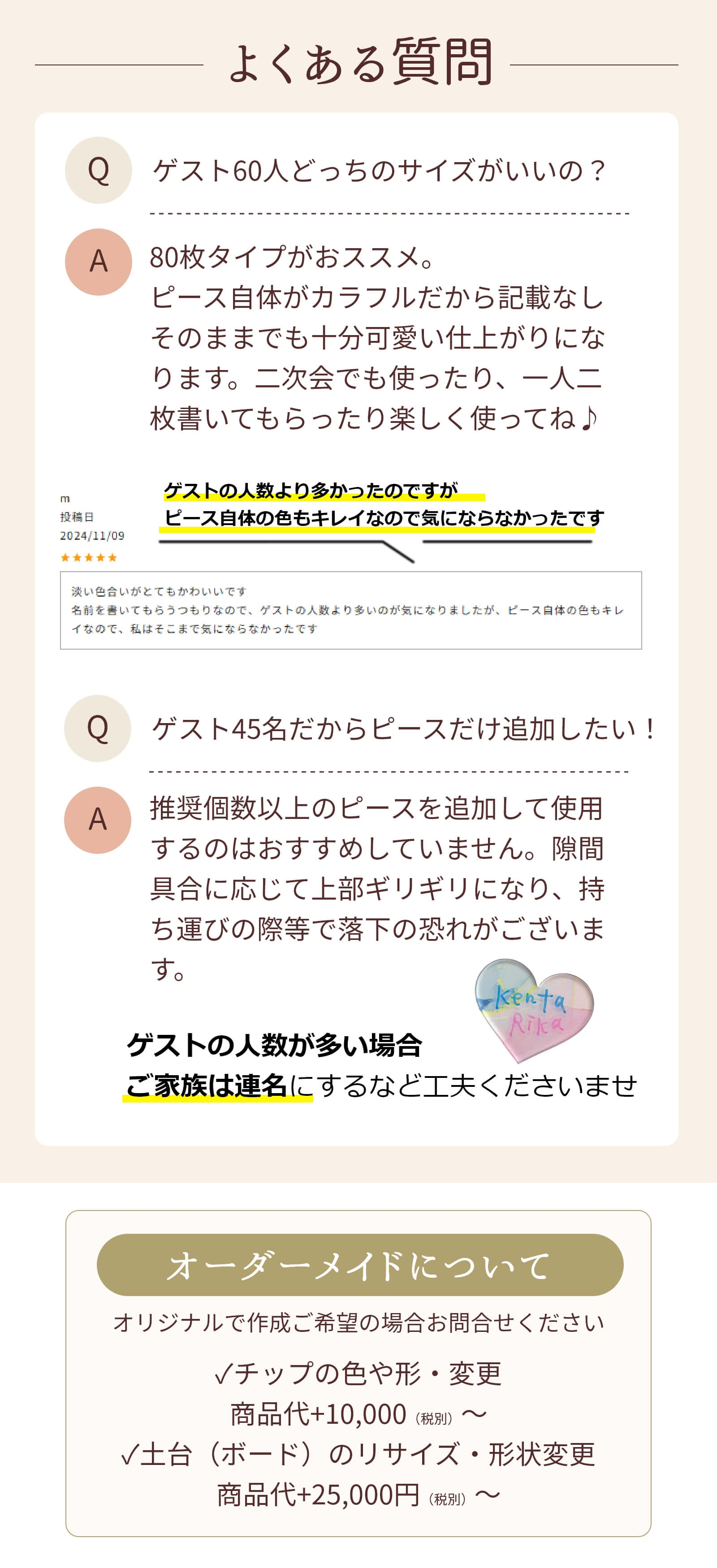 アクリルウェディングドロップスよくある質問