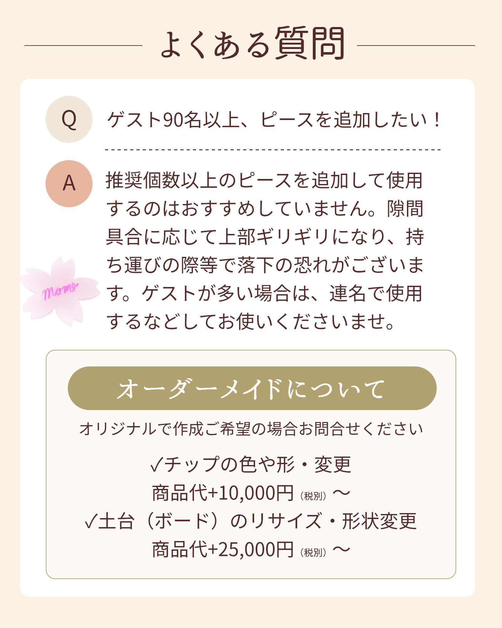アクリルウェディングドロップスよくある質問