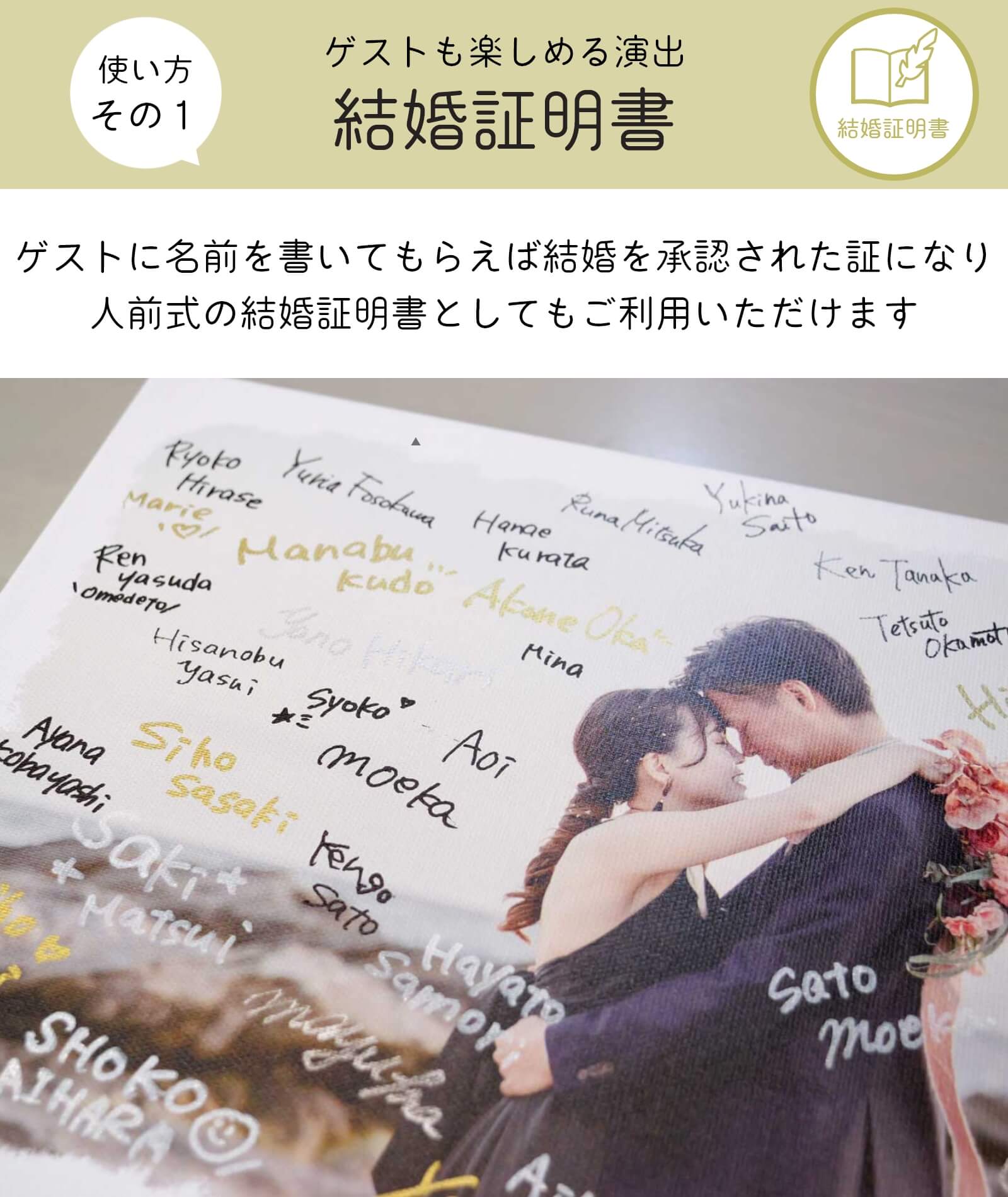 サインしてもらえばゲストも楽しめる参加型演出に