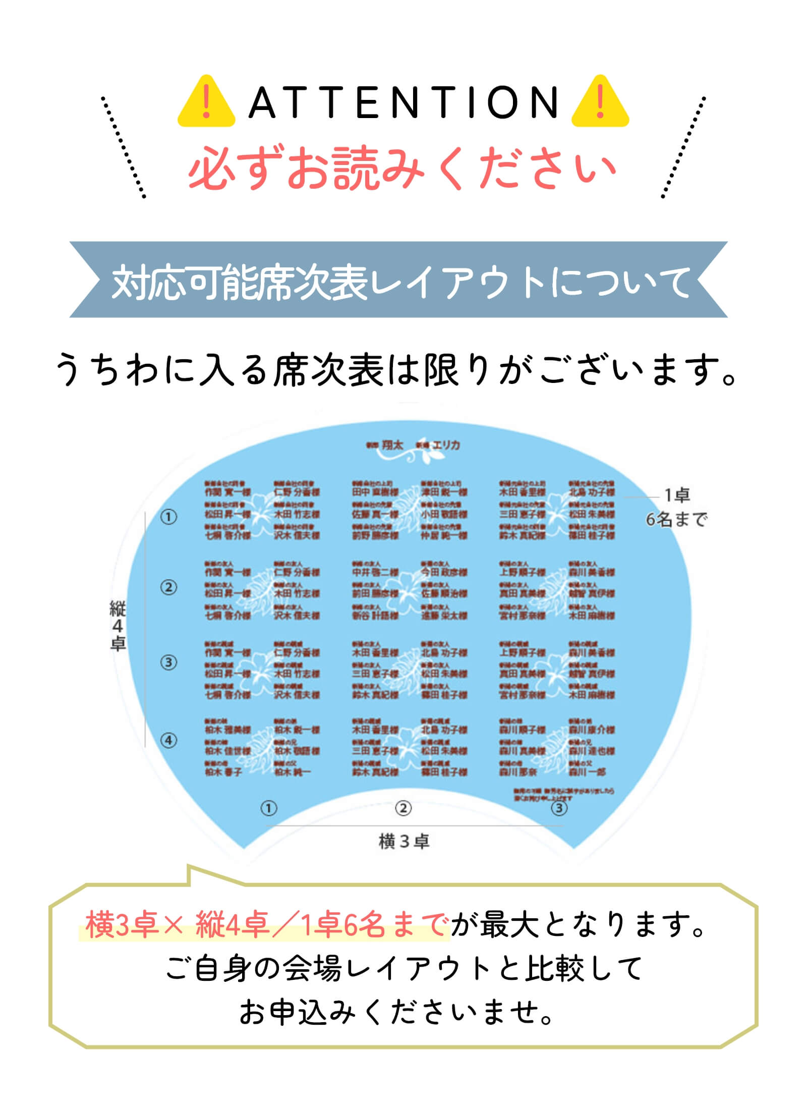 席次表レイアウトについての注意点