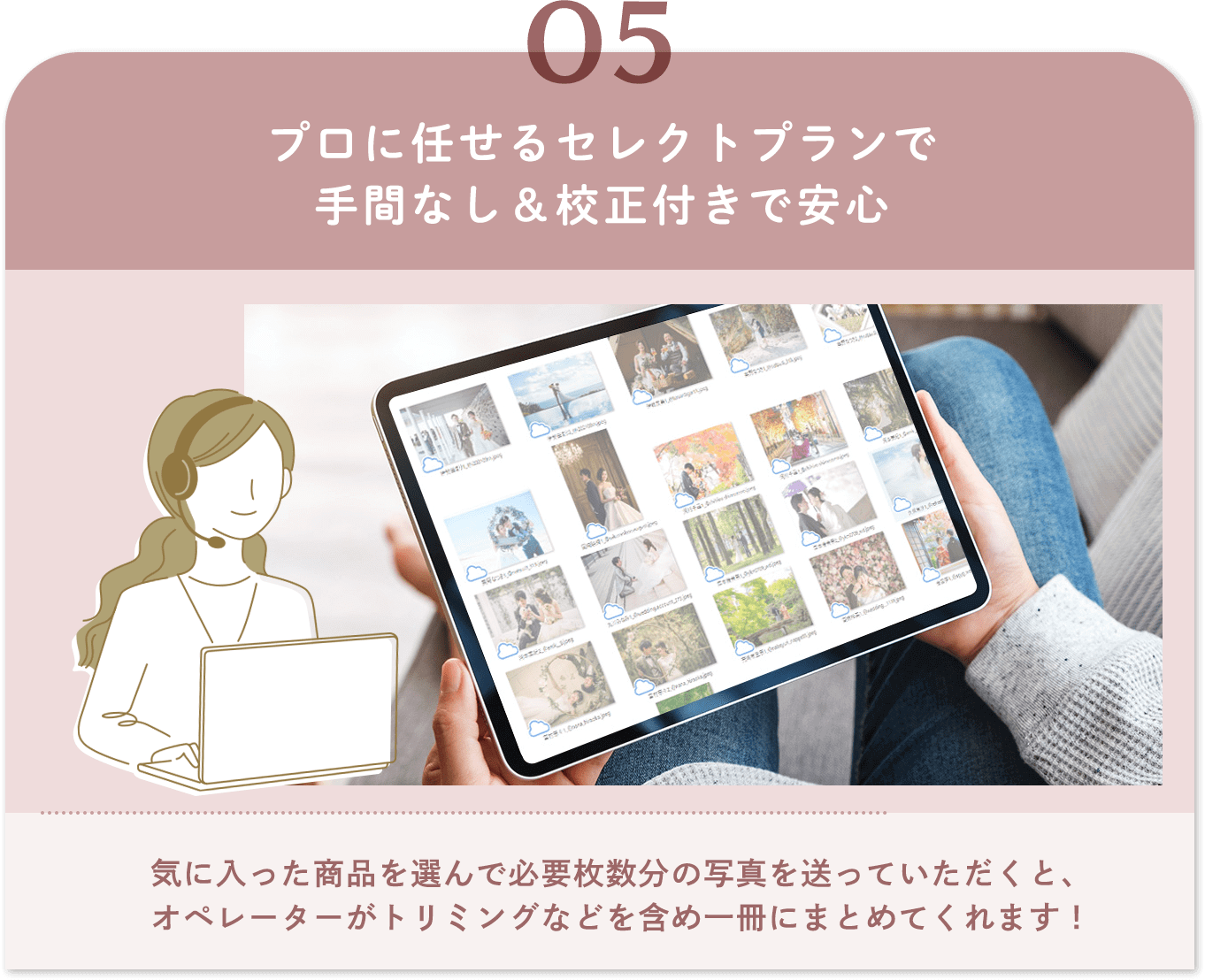 プロに任せるセレクトプランで手間なし＆校正付きで安心