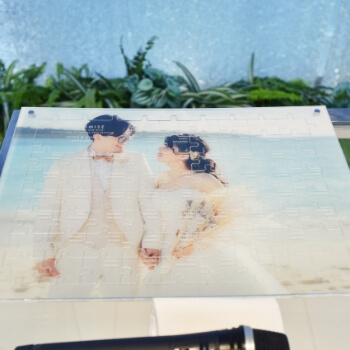土台に写真をUV印刷パズル結婚証明書