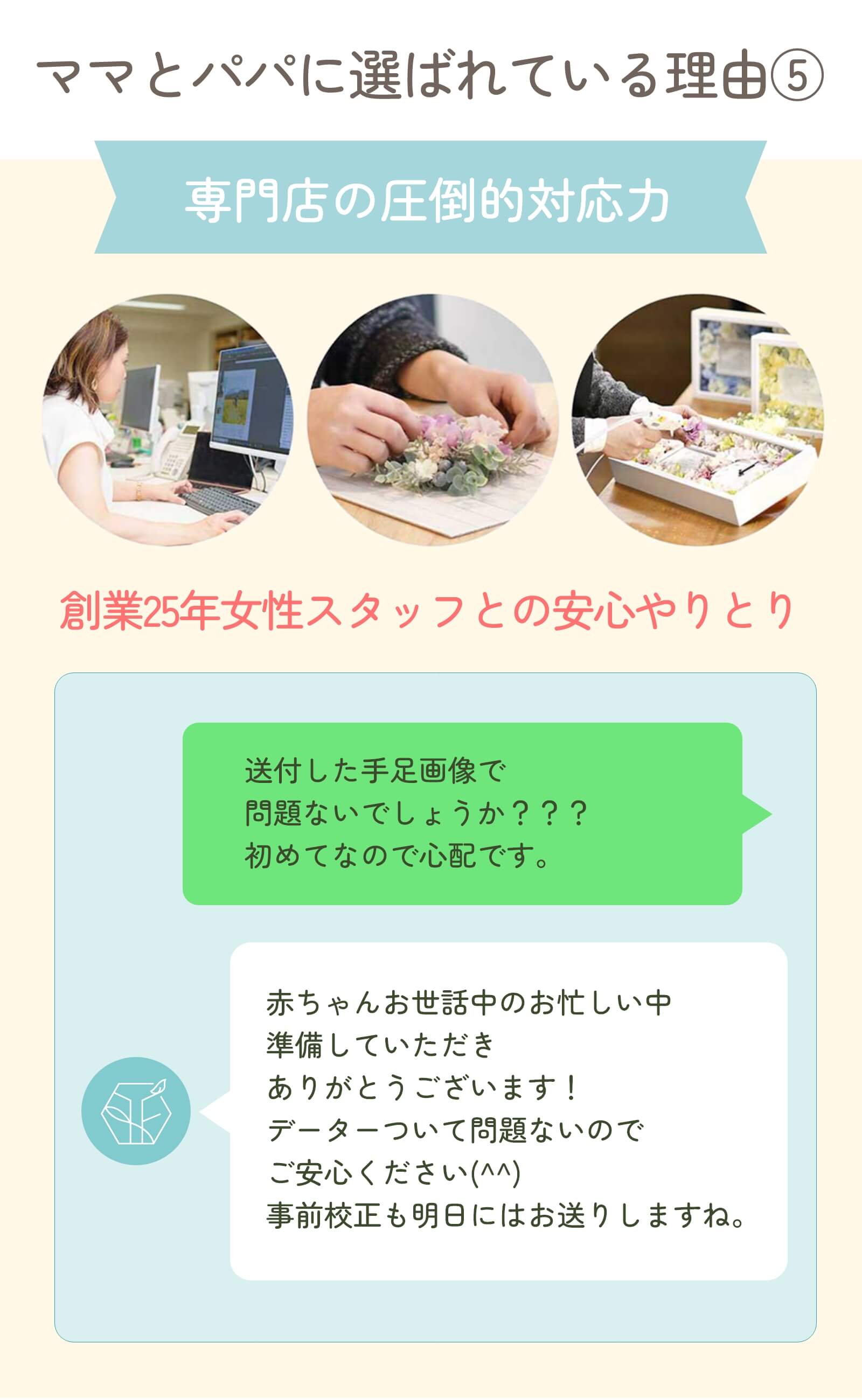 創業25年女性スタッフとの安心やり取り