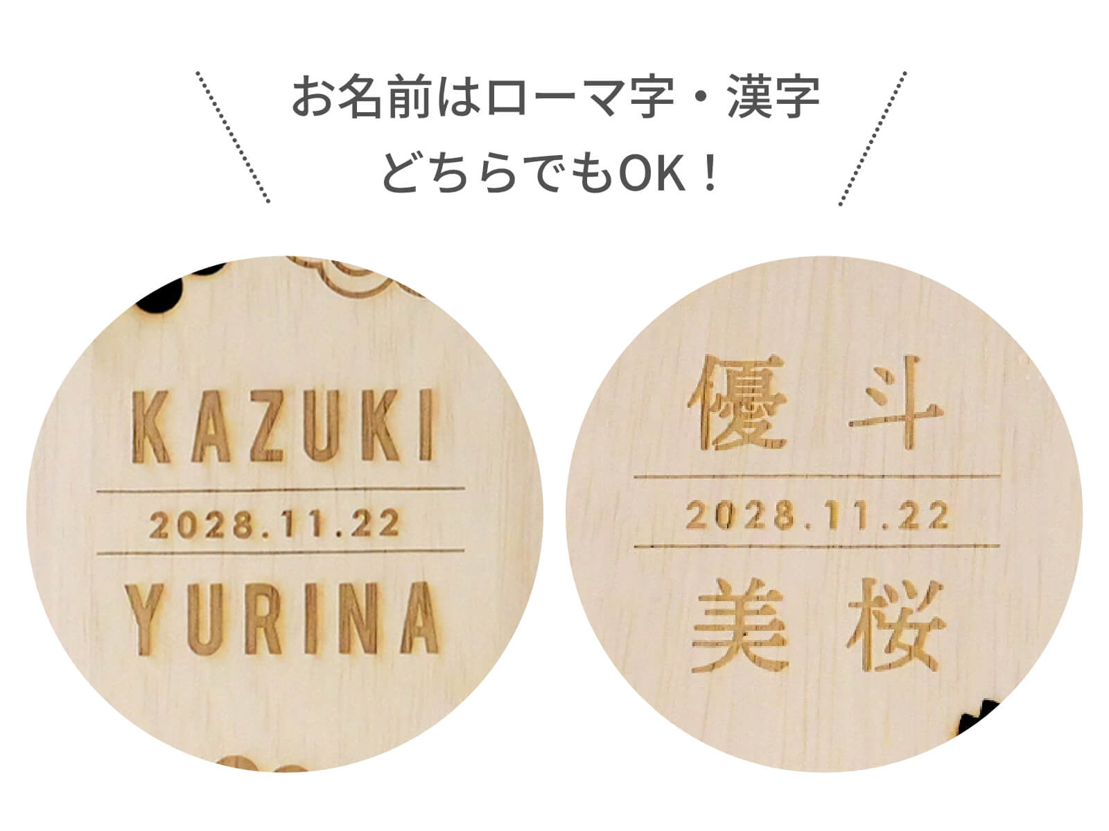 お名前はローマ字・漢字 どちらでもOK！