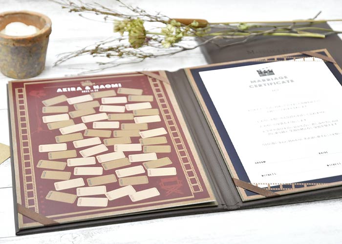 用紙にサインするスタンダードなスタイルの結婚証明書