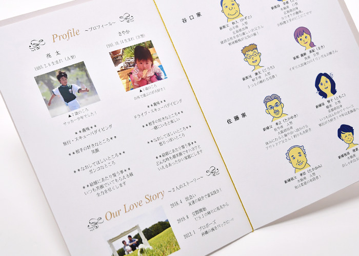 顔合わせ会しおりのプロフィール
