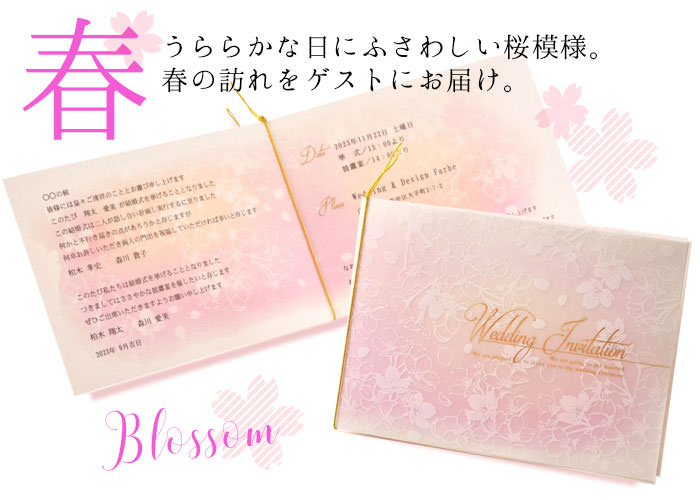 うららかな日にふさわしい桜模様春の訪れをゲストにお届けする招待状