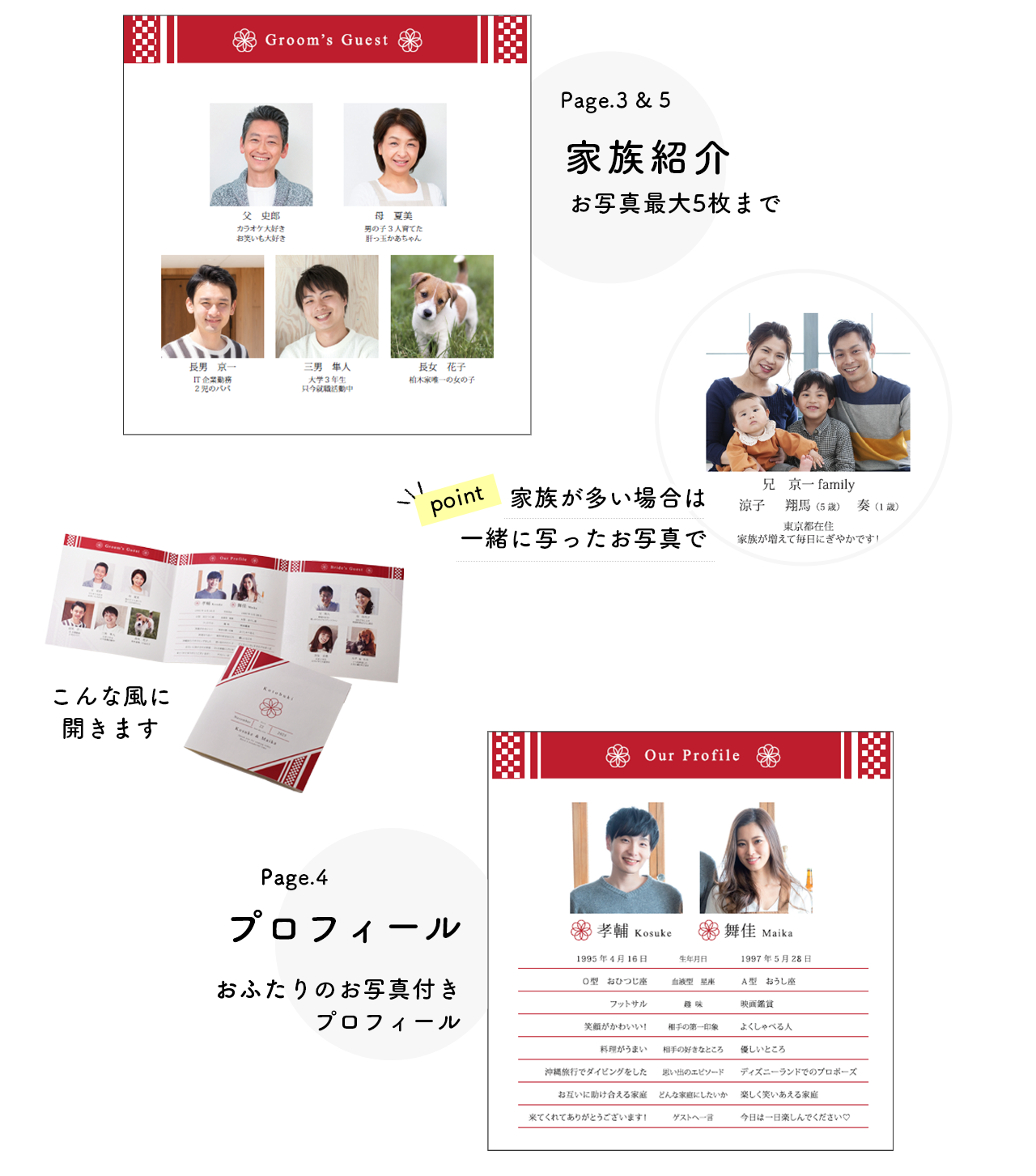 お2人だけじゃなく家族のプロフィール入りしおり