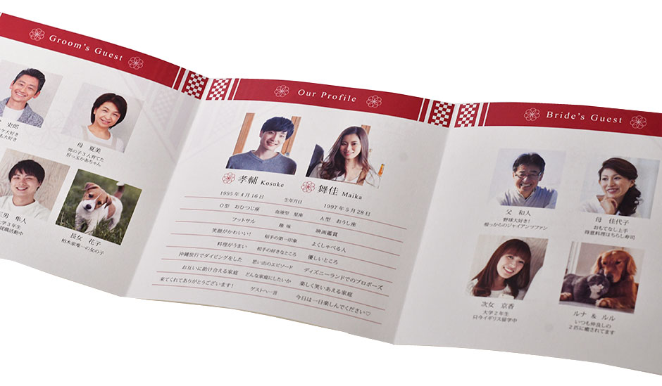 お写真付きで家族の紹介とお2人のプロフィールを