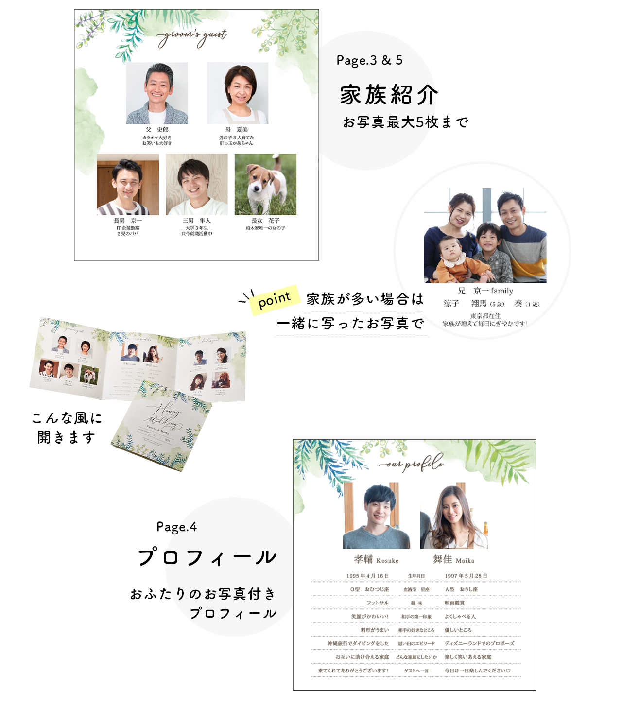 お2人だけじゃなく家族のプロフィール入りしおり
