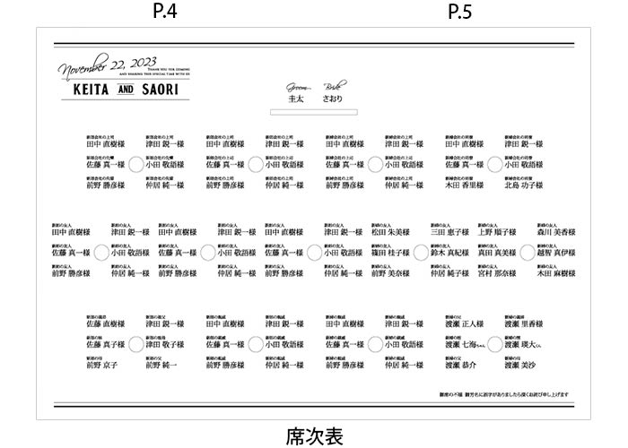 プロフィールブックP4.5席次表