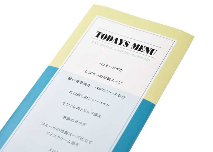 スタンダード席次表、メニュー表