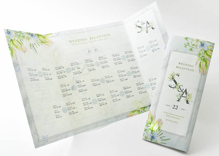 結婚式席次表「イニシャルフラワー」完成品オーダー（入力印刷込）
