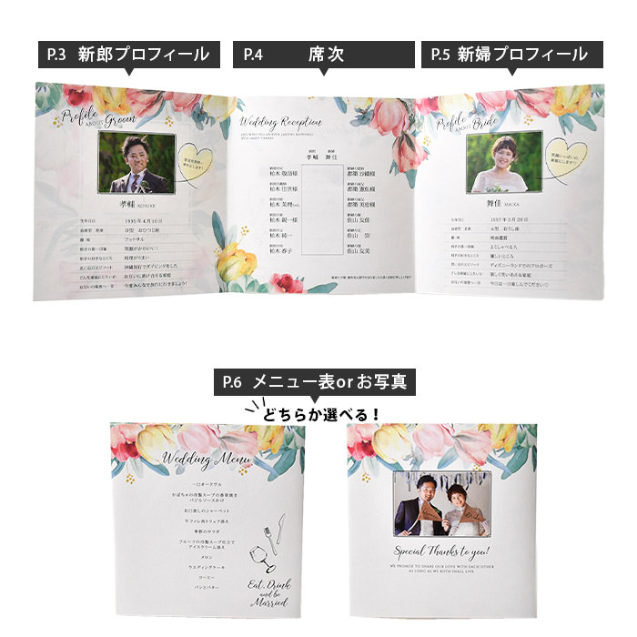 席次表の席次面・プロフィール面