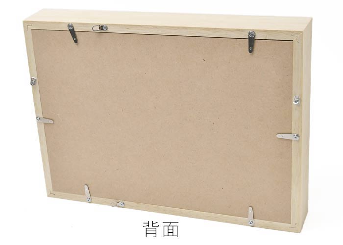 フォトフレーム付き木製時計の背面