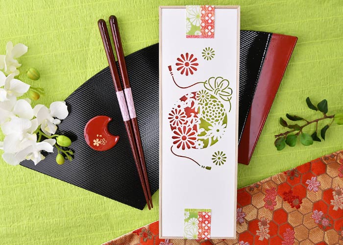 名入れ桐箱夫婦箸＆箸置きセット