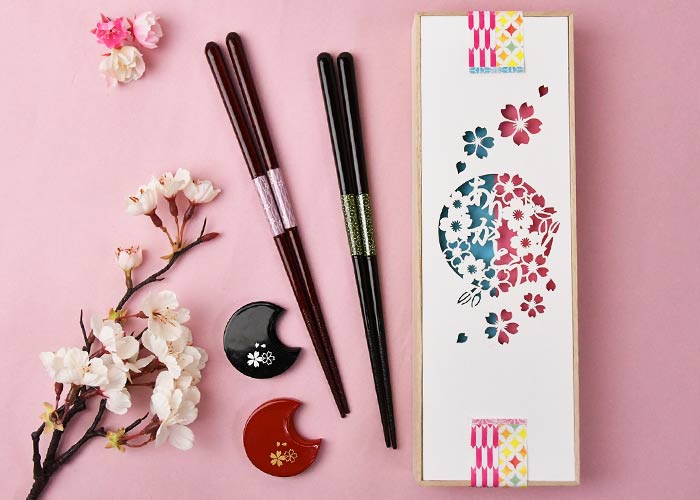 名入れ桐箱夫婦箸＆箸置きセット
