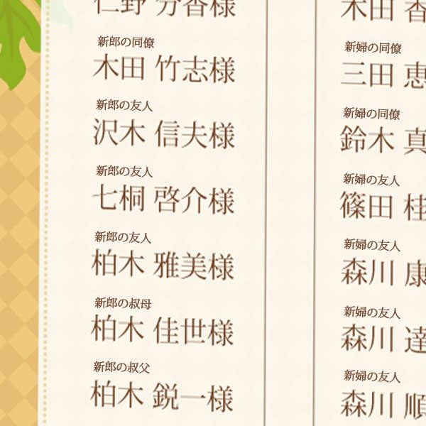 ウェルカムゲストボードのお名前部分に肩書きを追加できるオプション