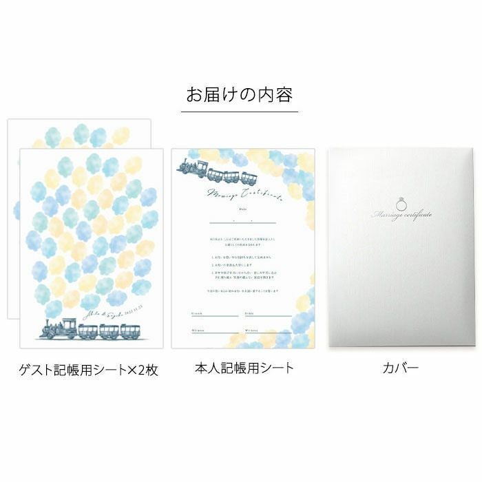 SL列車をデザインしたゲスト参加型結婚証明書お届けの内容