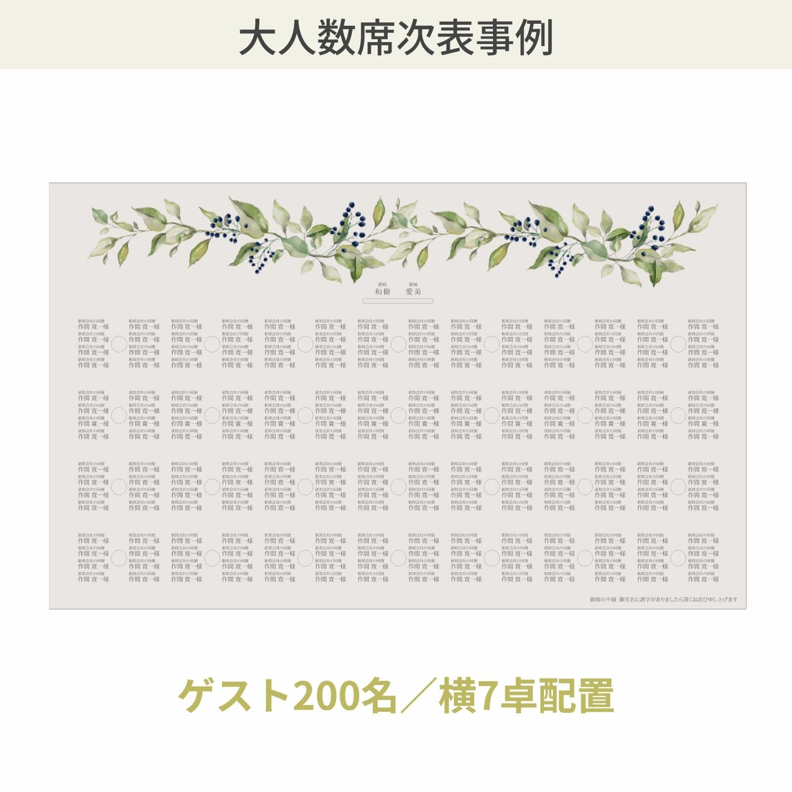 大人数席次表のレイアウト事例