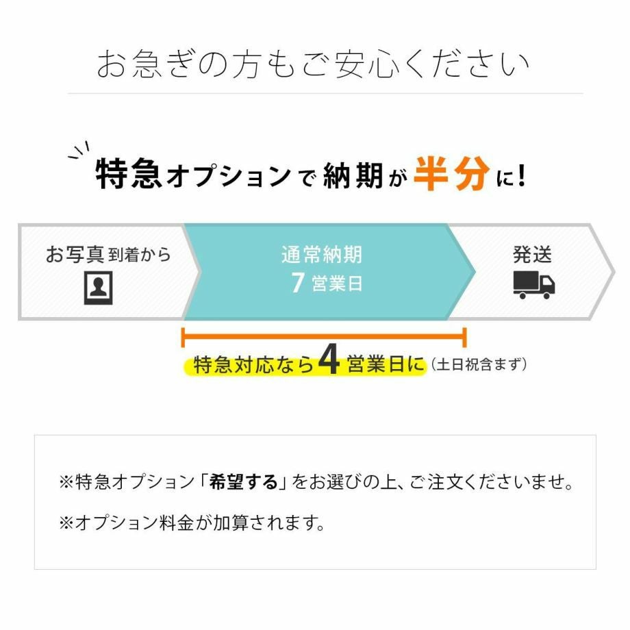 特急オプション追加でスピード発送対応OK