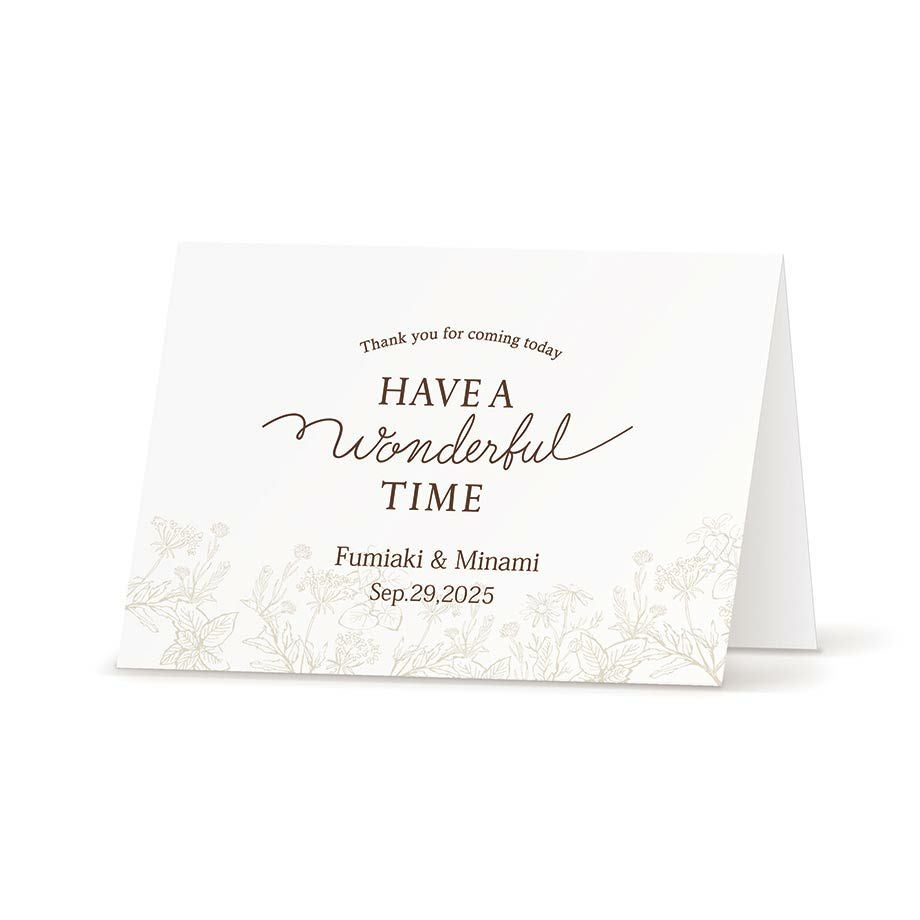 カード付き…挙式日、お名前が英字で入ります