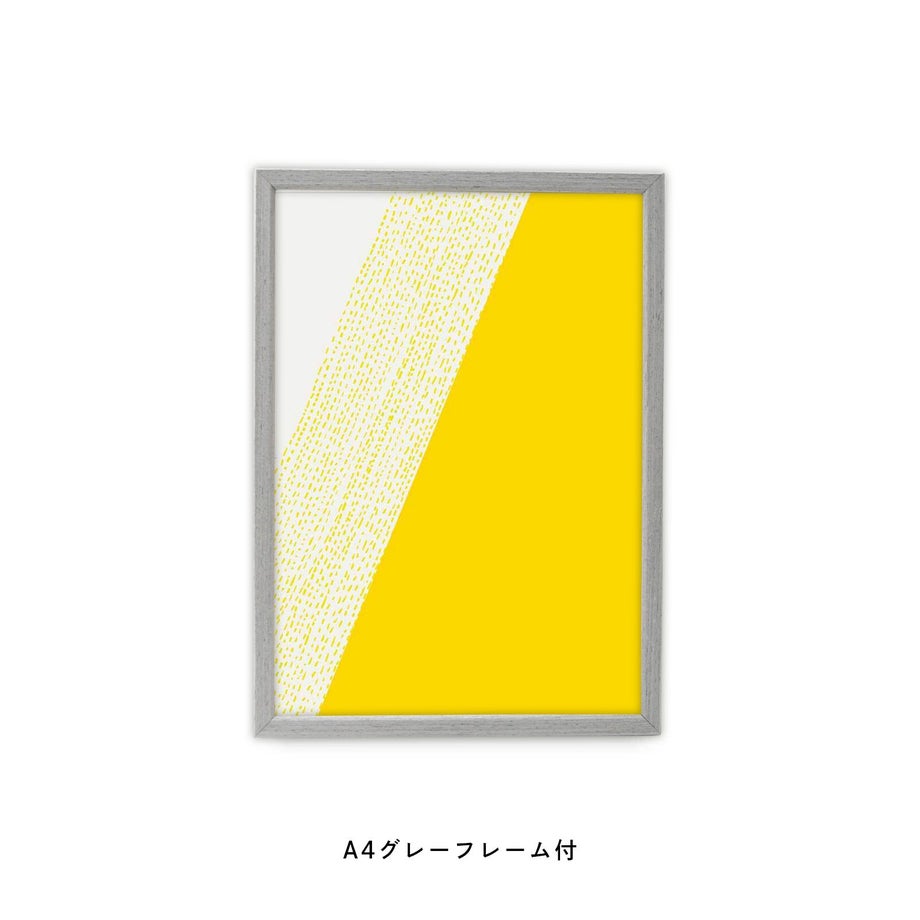 黄色のシェイプとドット柄のフレーム付ポスター