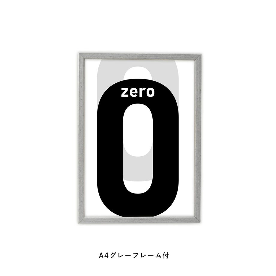 数字の1をモチーフにしたフレーム付モノクロポスター