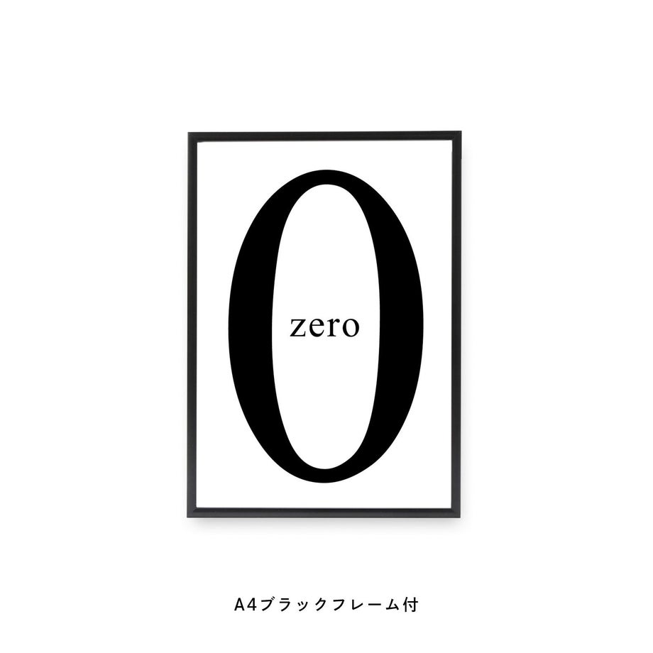 数字の0を使ったデザインのフレーム付モノクロポスター
