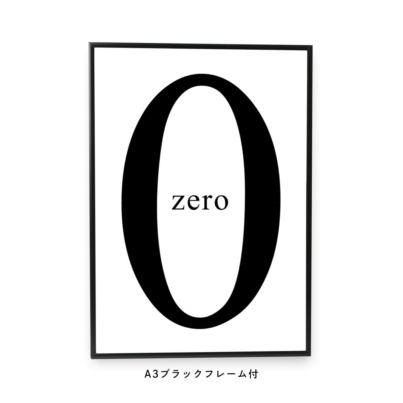 数字の0を使ったデザインのフレーム付モノクロポスター