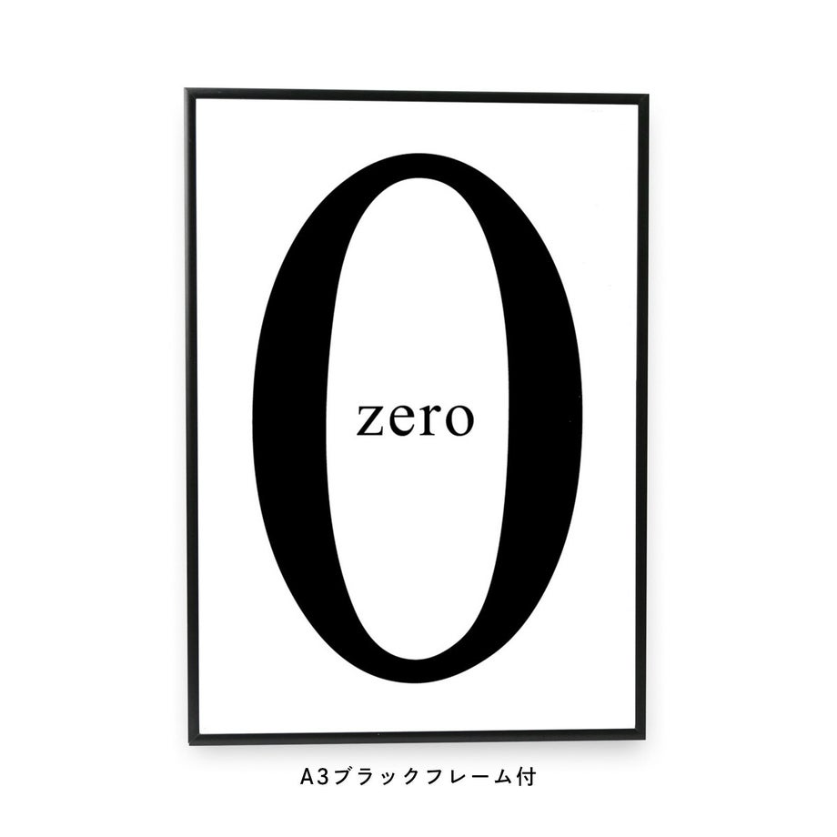 数字の0を使ったデザインのフレーム付モノクロポスター