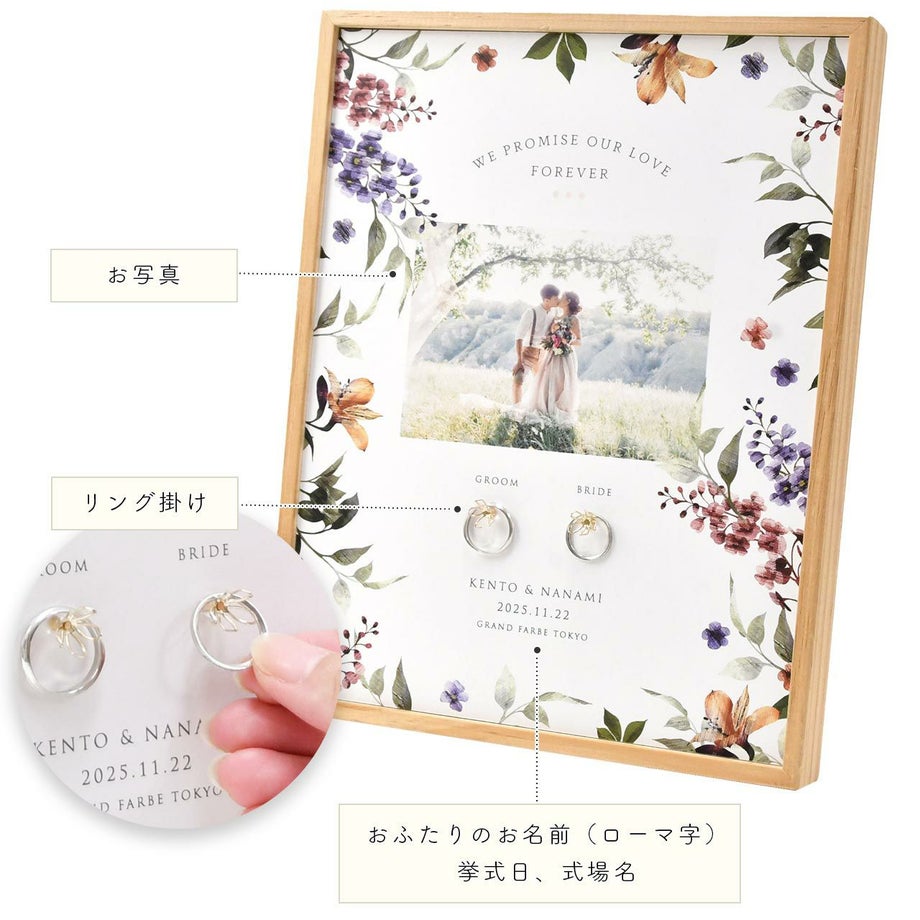 お写真入り＆名入れ付きのボードタイプのリングピロー使い方