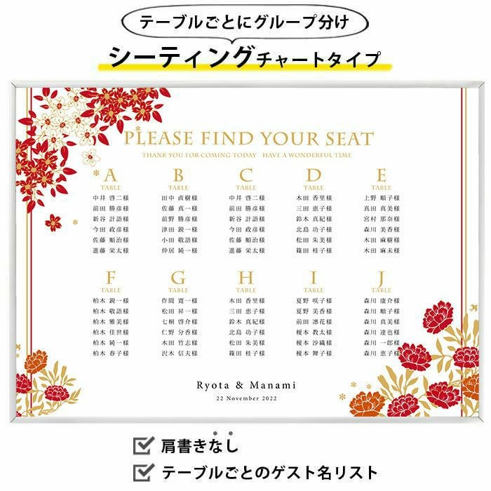 おしゃれで今ドキなシーティングチャートタイプ