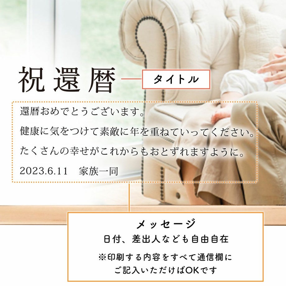 写真メッセージ入り記念時計のタイトルとメッセージ