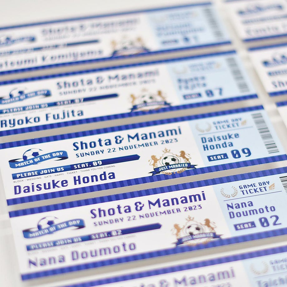 サッカーをテーマにデザインしたおしゃれなエスコートカード