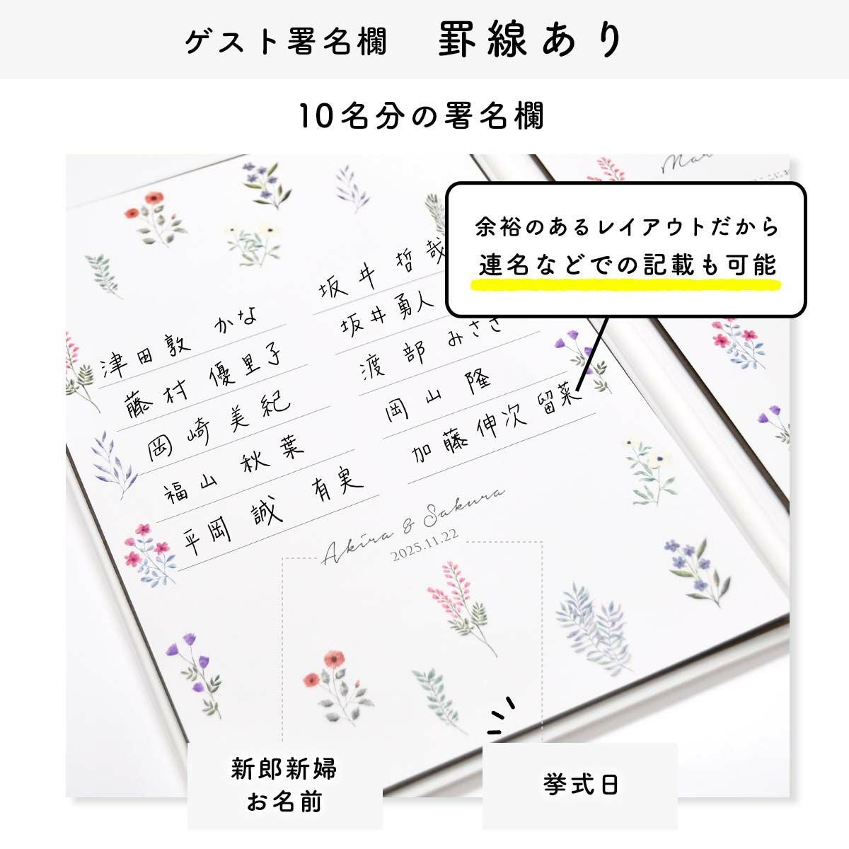おしゃれな花柄デザインの少人数婚専用結婚証明書