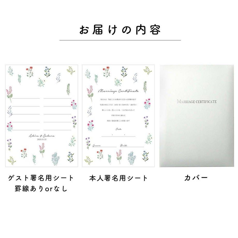 少人数専用ゲスト参加型結婚証明書お届けの内容