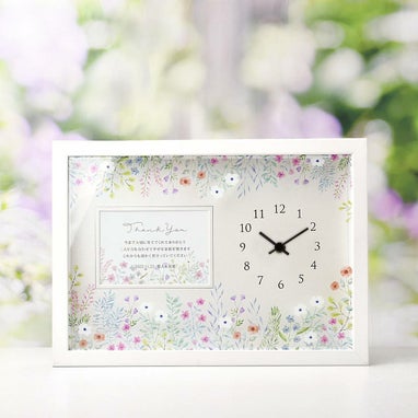 可憐なお花をプリントしたフォトフレーム付き時計の両親贈呈品