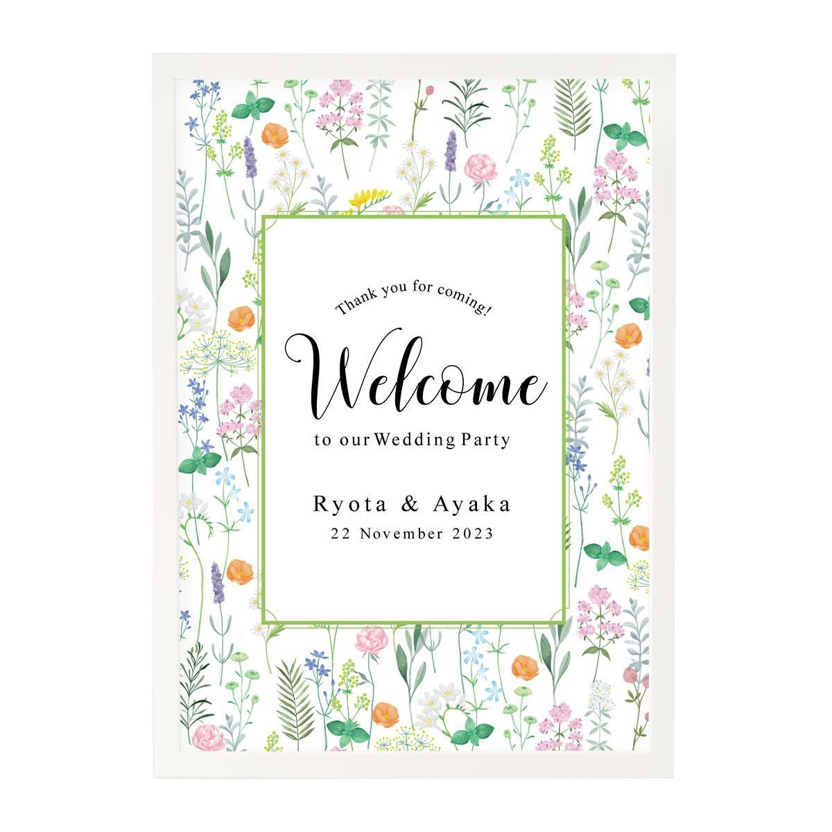 可愛くておしゃれなボタニカルデザインのウェルカムボード