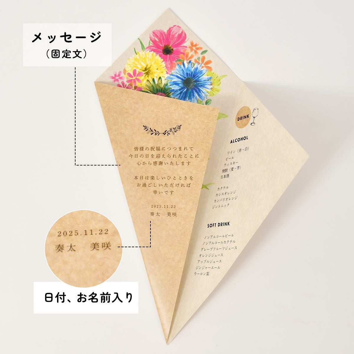 右側を開くとお二人からのメッセージがあらわれます