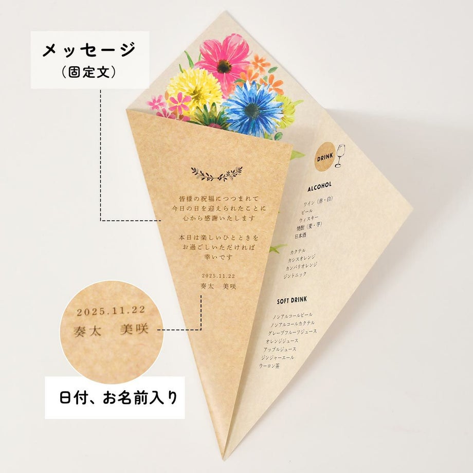 右側を開くとお二人からのメッセージがあらわれます