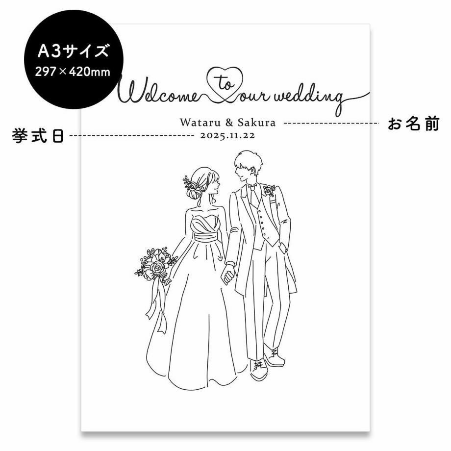 イマドキ感たっぷりの線画デザインウェルカムボード