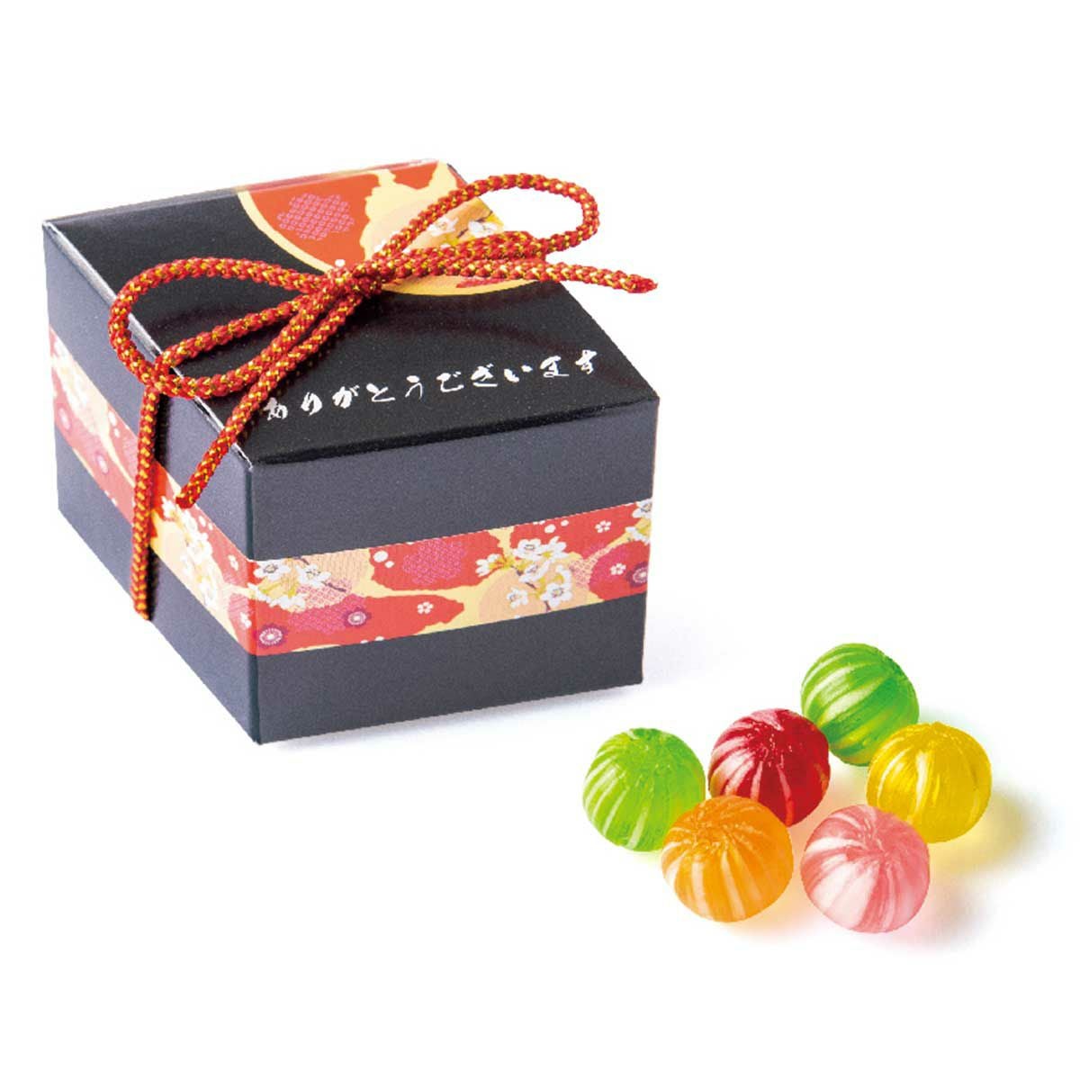 てまり飴が入った和の雰囲気たっぷりな小箱のプチギフト
