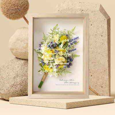 花束ブーケ付きボックスフレーム日数入り子育て感謝状